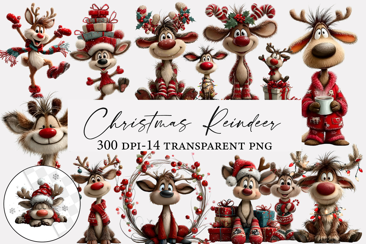 Christmas reindeer clipart, an Illustration by Designworld (Photo 1 of 4)