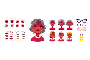Face constructor of elderly African, a Person Illustration by art PVP - market