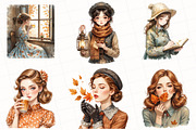 Watercolor Autumn Girls Clipart, an Illustration by OK Design (Thumbnail 3 of 5)