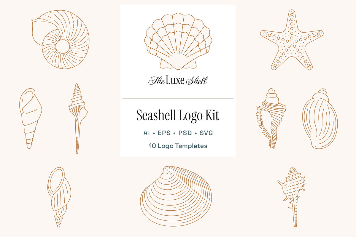 Seashell Logo Kit, a Branding & Logo Template by jessicamdesign