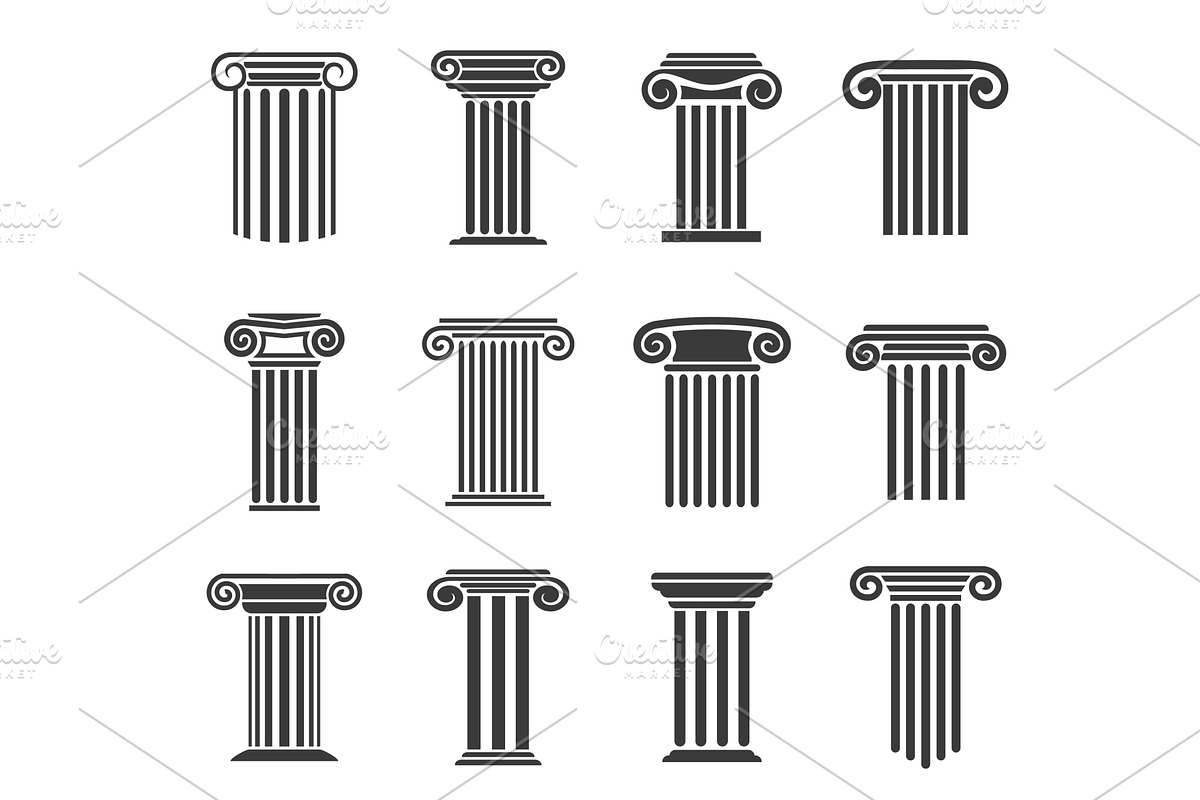 Ancient greek columns and pillars, an Illustration by Vector Tradition