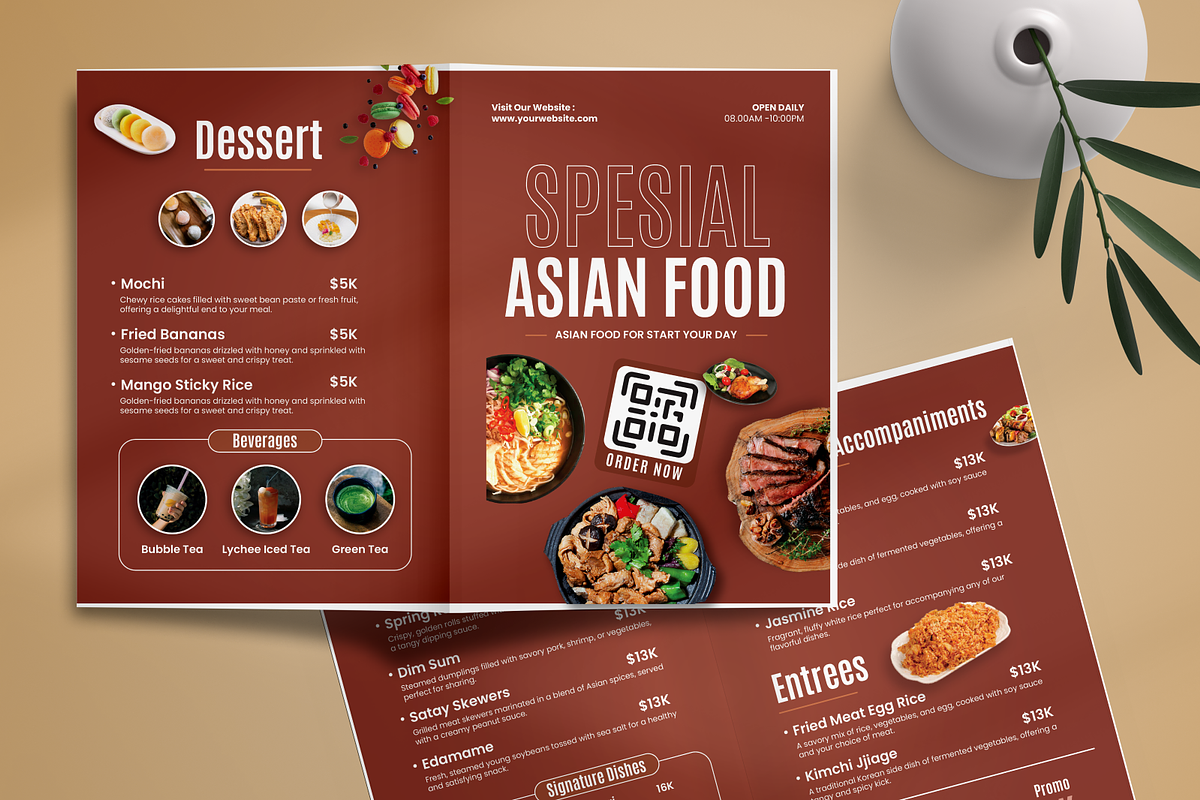 Restaurant Menu Bifold Brochures, a Brochure Template by SquidPixey (Photo 2 of 6)