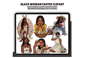 Black Woman Easter Clipart Bundle