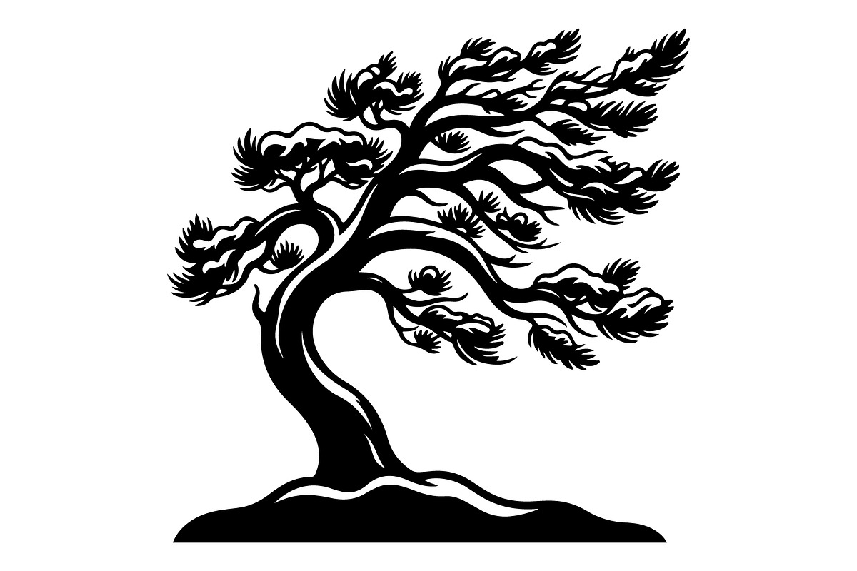 Windblown Tree Silhouette, an Object Illustration by Gfx_Store (Photo 16 of 16)