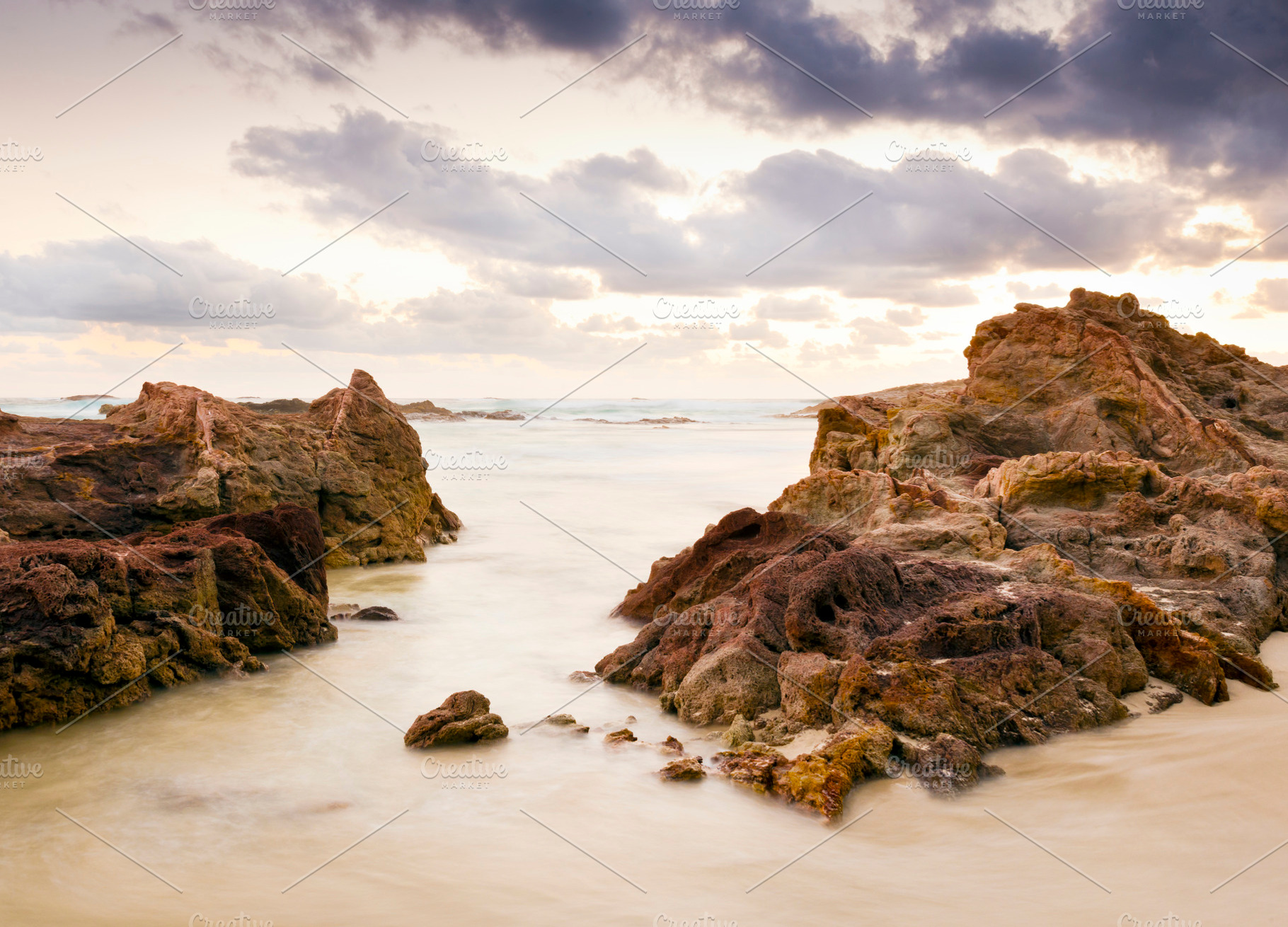 Beach Sunrise Rocks, a Nature Photo by THP Creative