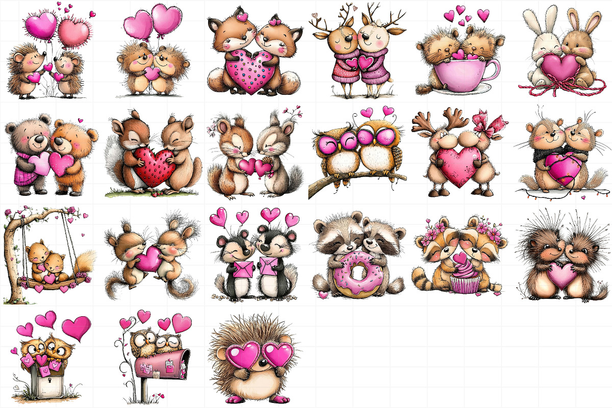 Valentine’s Day Animals Clipart, an Illustration by Daily.Designs (Photo 5 of 5)