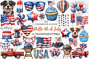 Hello 4th of July Watercolor Clipart, an Illustration by Designworld (Thumbnail 1 of 7)