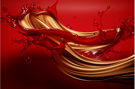 Vibrant Red gold liquid. Generate Ai, an Arts & Entertainment Photo by Ylivdesign