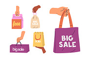 Hands holding shopping bags set, an Object Illustration by PaperTrident (Thumbnail 1 of 6)