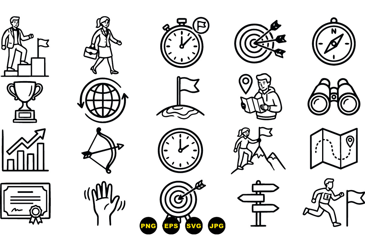 Goal Achievement Icon Set, an Illustration by designvectx (Photo 3 of 3)