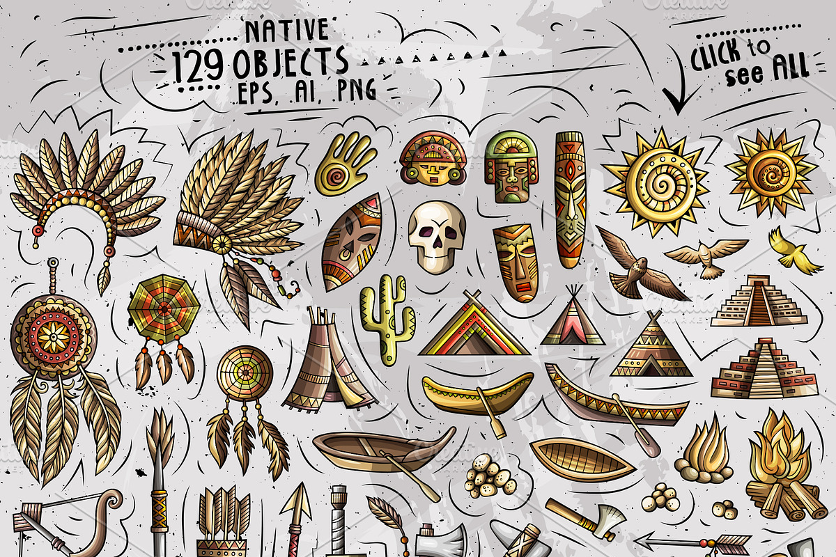 Native American Cartoon Objects Set, an Object Graphic by BALABOLKA (Photo 2 of 3)