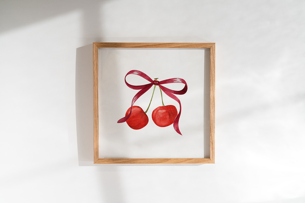 Cherry Coquette Watercolor Clipart, a Food Illustration by Catch the Dream Art (Photo 2 of 18)