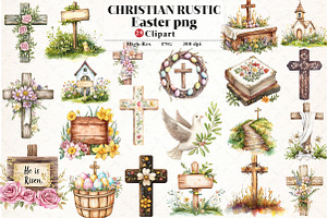 Christian Rustic Easter Clipart, an Illustration by Watercolor design