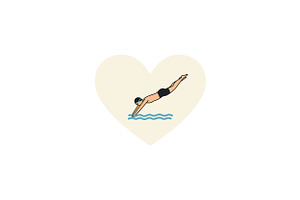 A swimmer diving gracefully into wat, an Illustration by designvectx