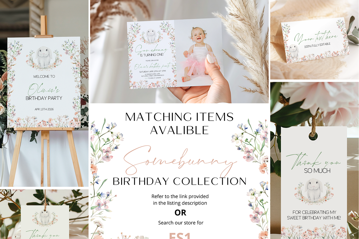 Floral Somebunny Phone Invite, an Invitation Template by Digital_Mind (Photo 3 of 5)