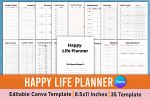 Happy Life Planner Canva Template