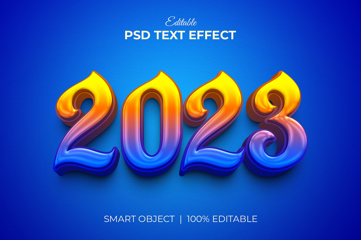 2023 New Year 3d Text effect, a Layer Style Add-On by Mondols Graphic