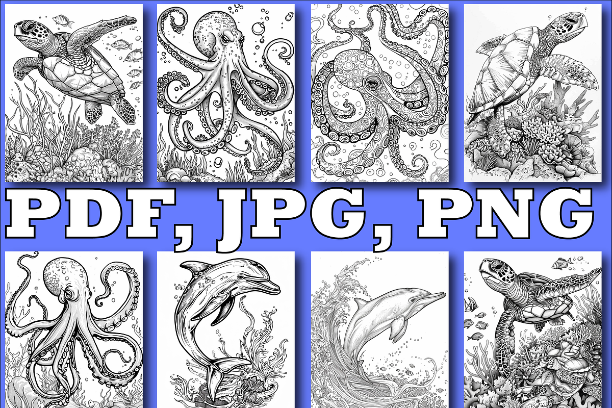 Ocean Animal Coloring Book V2, an Animal Illustration by Design Zone (Photo 4 of 7)