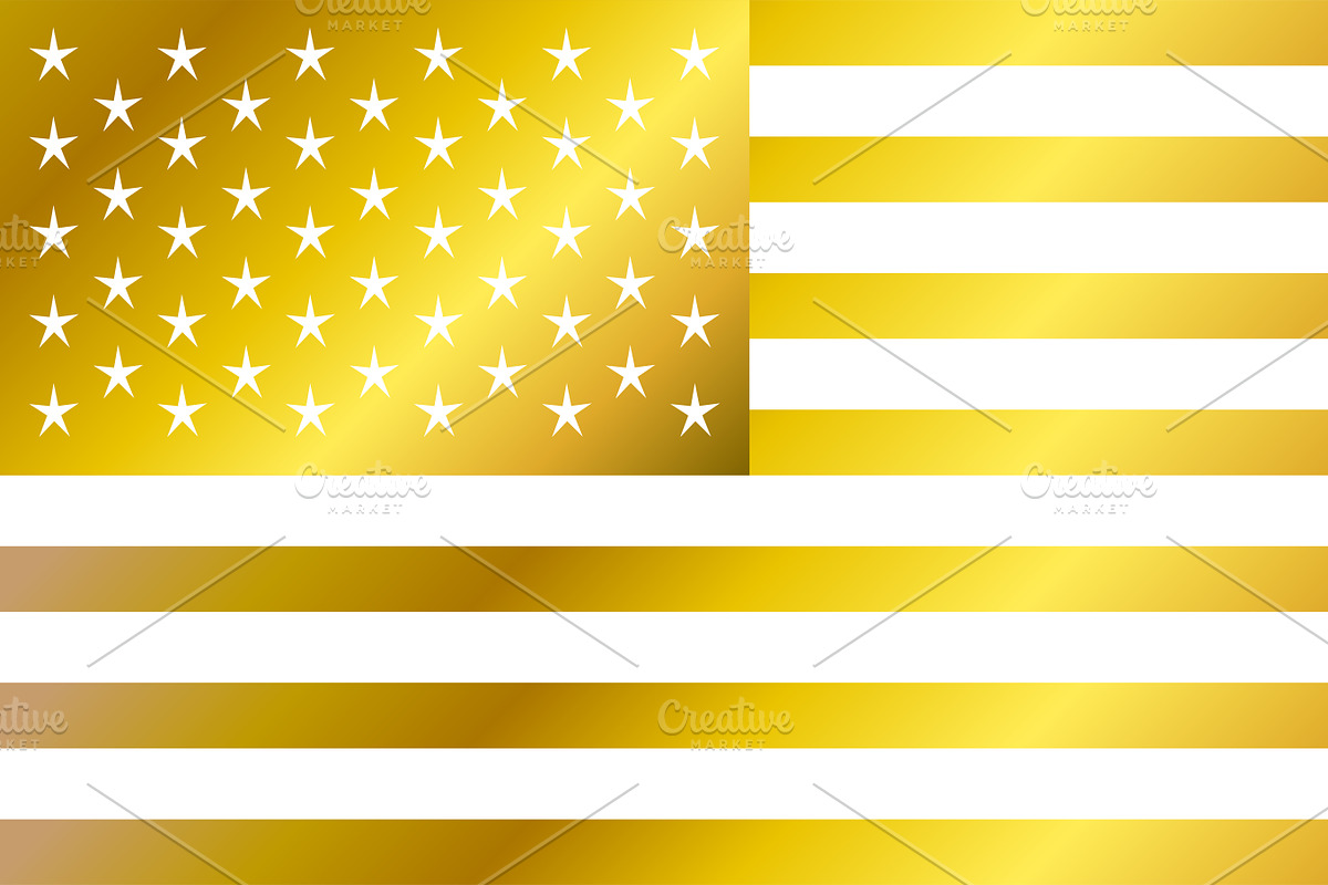 USA flag vector, American flag gold, an Icon by TeaGraphicDesign