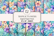 Tropical Flowers Background Images, a Background Graphic by Rivermill Printables (Thumbnail 1 of 2)
