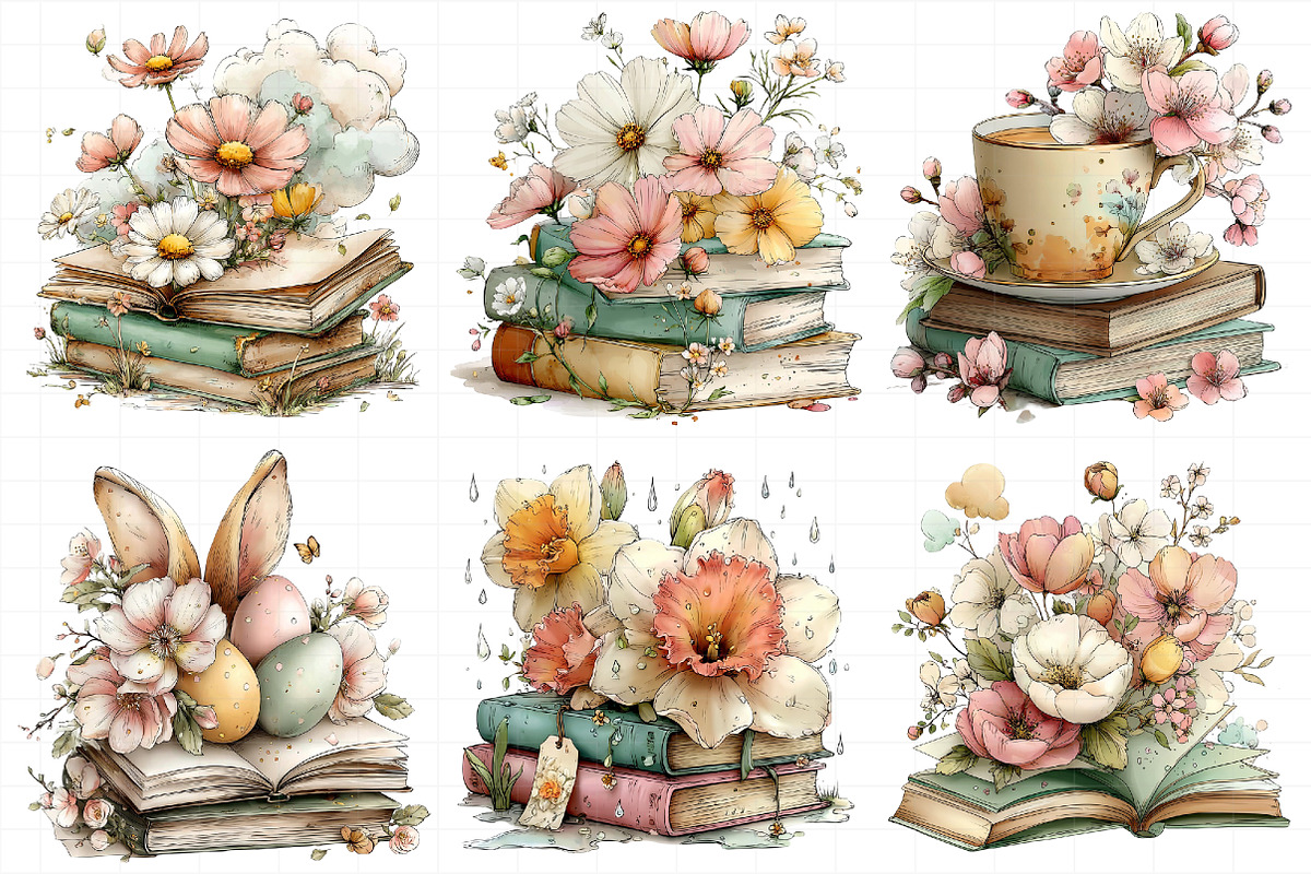Whimsical Spring Book Clipart, an Illustration by Daily.Designs (Photo 4 of 5)