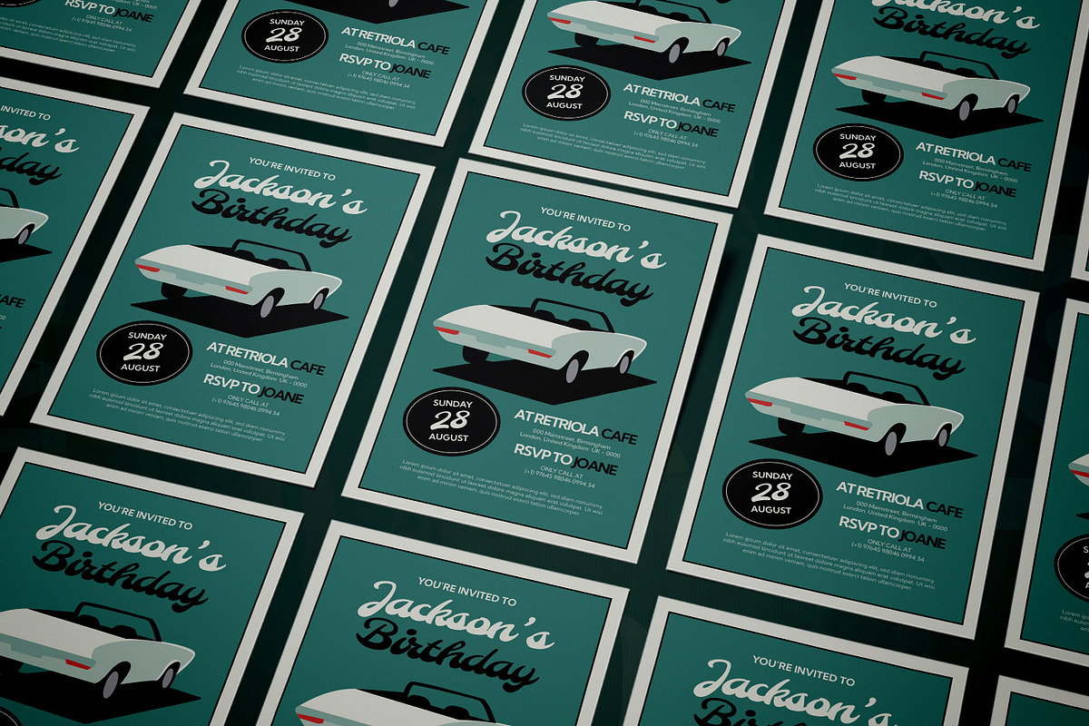 Retriola Birthday Invitation, an Invitation Template by AQR Studio (Photo 2 of 2)