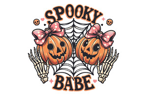 Spooky Babe Skeleton Halloween PNG, an Illustration by CraftArtStudio