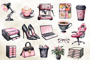 Black And Pink Office Clipart