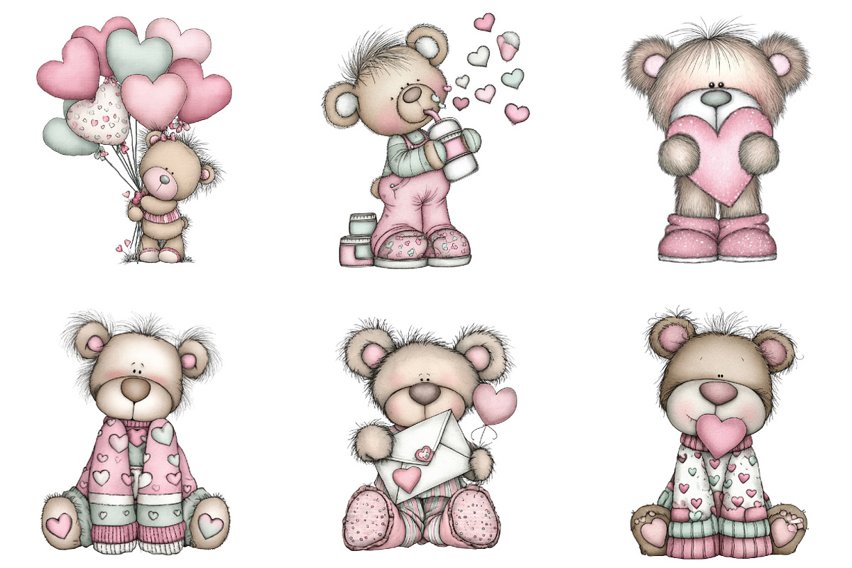 Whimsical Teddy Bear Valentine Clipa, a Graphic by CraftArtStudio (Photo 3 of 6)