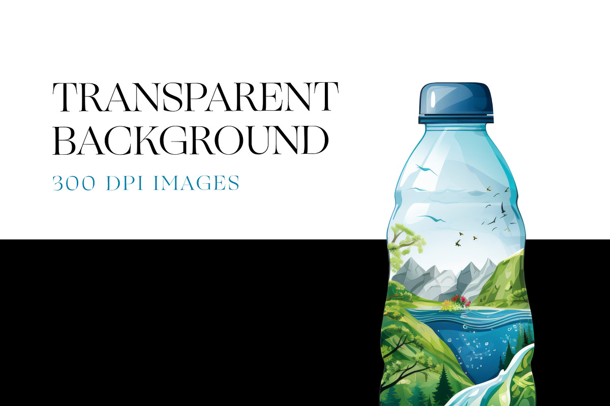 Water Bottle Clipart, Vintage Bottle, an Object Illustration by BrushstrokeArtGB (Photo 7 of 9)