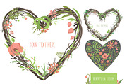 'Hearts in bloom' vector set, a Decorative Illustration by Cheeba Ribba Designs (Thumbnail 1 of 4)