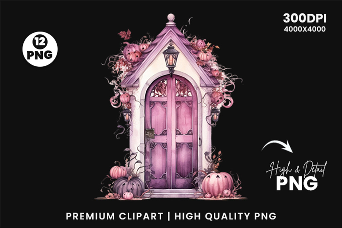 Watercolor Halloween Creaky Door PNG, a Seasonal Illustration by Creative Arslan (Photo 6 of 7)