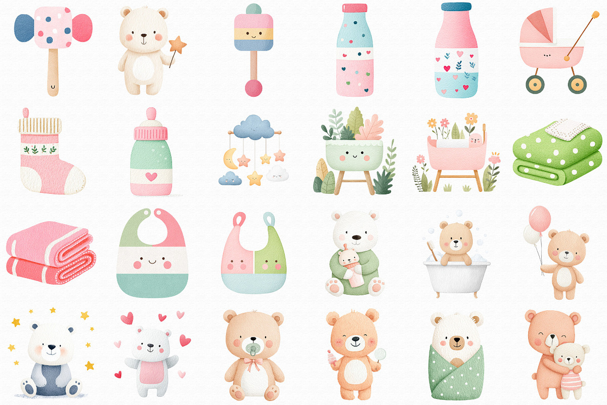 Baby Bear, Baby Shower Clipart, an Illustration by Libby Wishes (Photo 4 of 7)