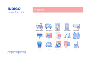 65 Cleaning Icons - Indigo Series