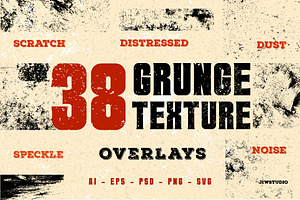 38 Grunge Texture Overlays, a Texture Graphic by Jiwstudio