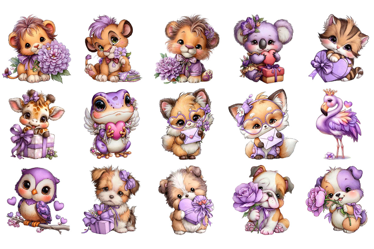 Valentine Animal Clipart, an Animal Illustration by DreamArtGraphic (Photo 3 of 4)
