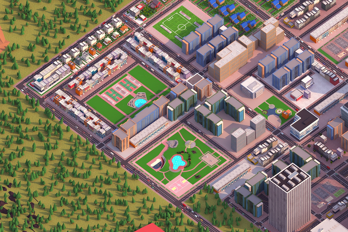 Metropolis City low poly Scene, an Architecture 3D Model by NOMODOL (Photo 3 of 39)