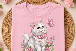 Cute Floral Cat Butterfly PNG, an Object Illustration by DreamCafeArt