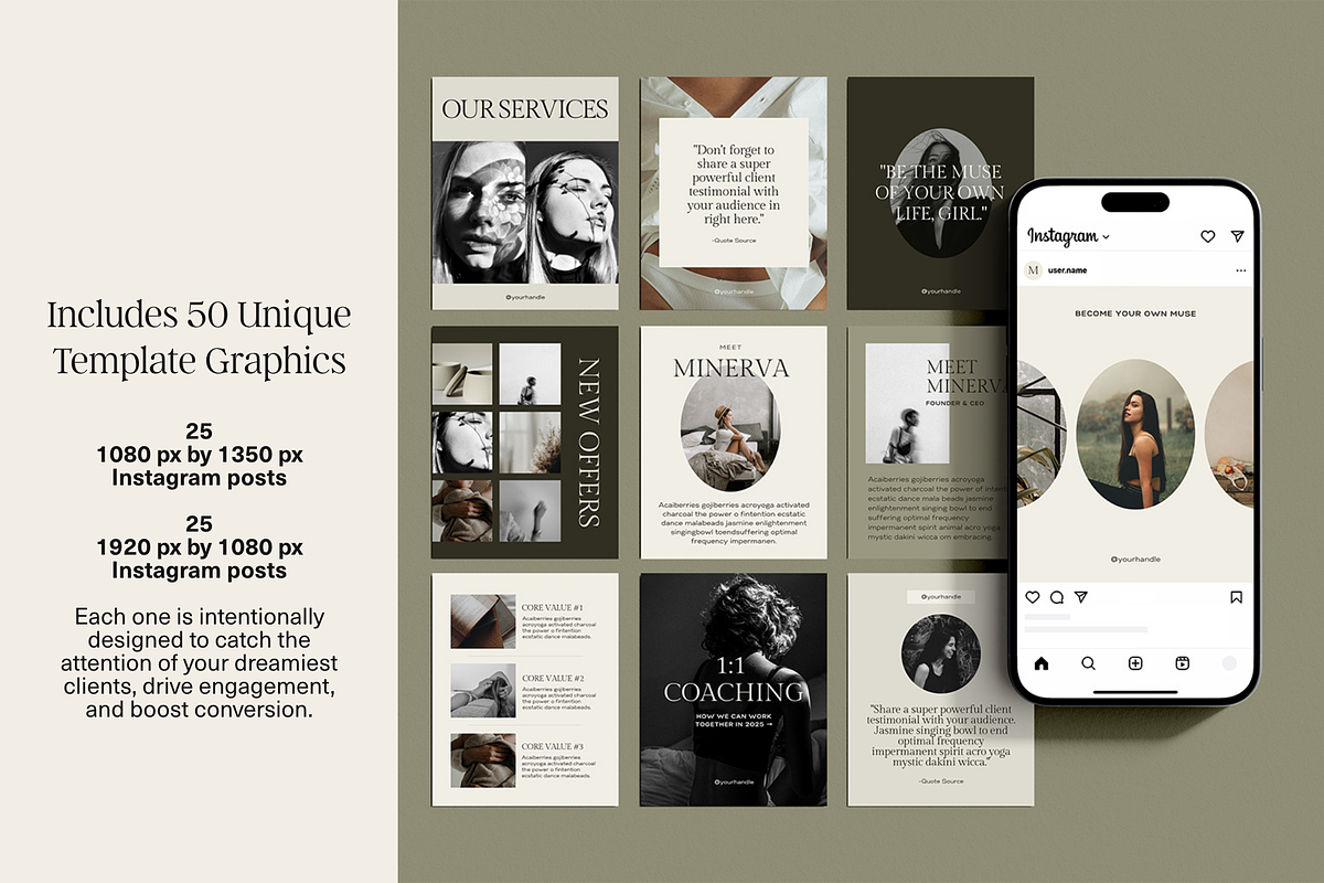 50 Canva Instagram Templates, a Social Media Template by Glo Design Studio (Photo 2 of 10)