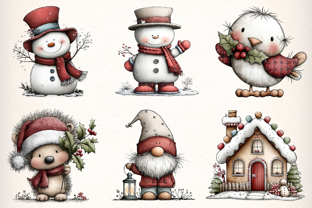 Whimsical Christmas Clipart Bundle, an Illustration by Dream Creation (Photo 5 of 7)
