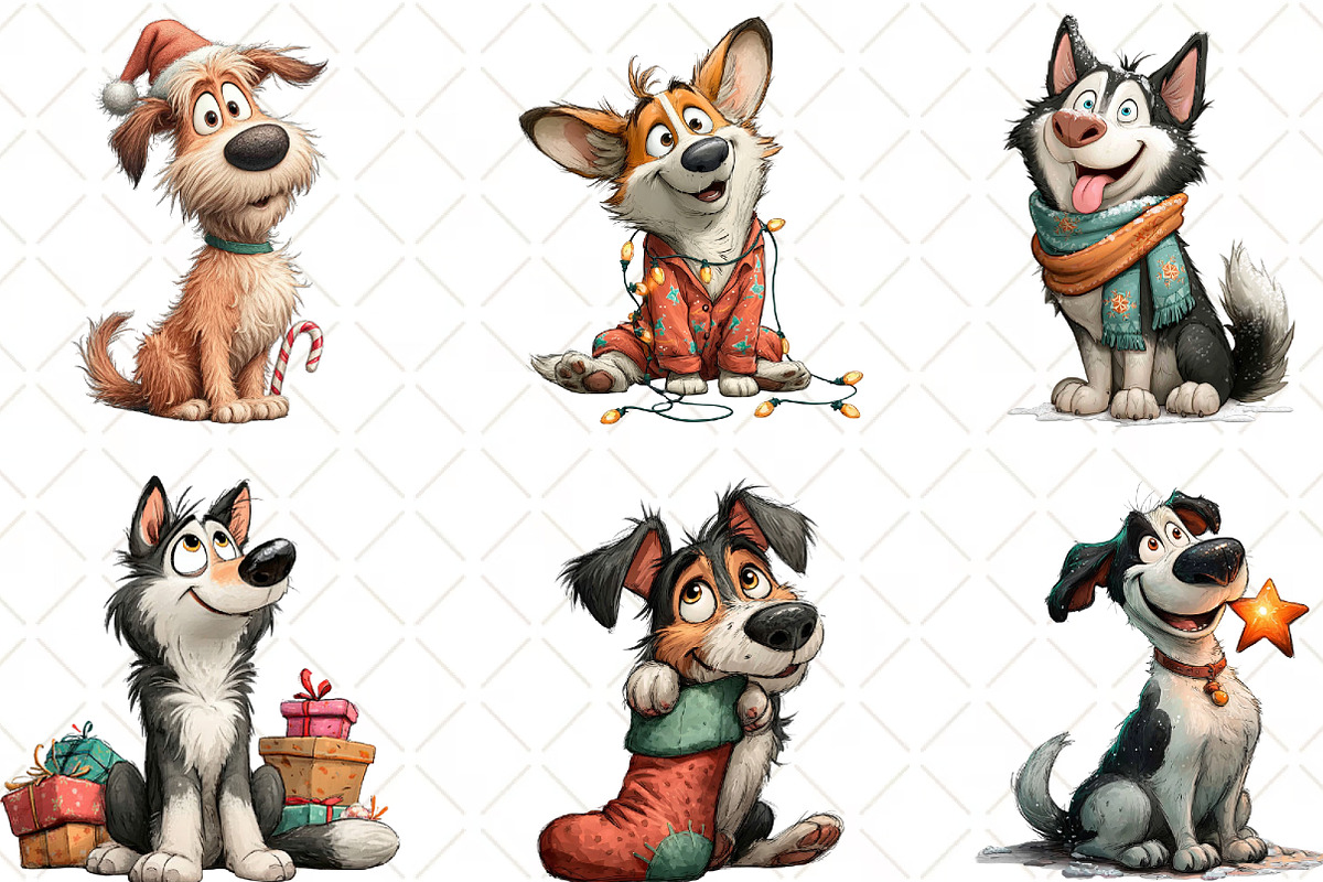 Quirky Christmas Dog Clipart, an Illustration by Black Bird Studio (Photo 5 of 6)
