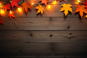 Autumn leaves and warm lights on rus, a Background Photo by Artonix