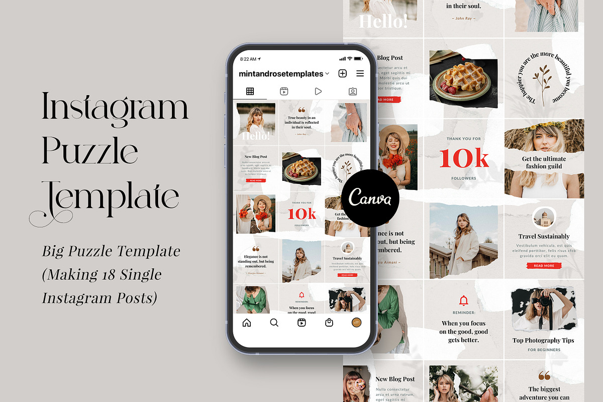 Instagram Puzzle Template in CANVA, a Social Media Template by RWstudio (Photo 1 of 8)