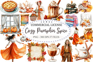 Watercolor Pumpkin Spice Clipart