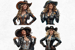 Midnight Rider Cowgirl Clipart Set