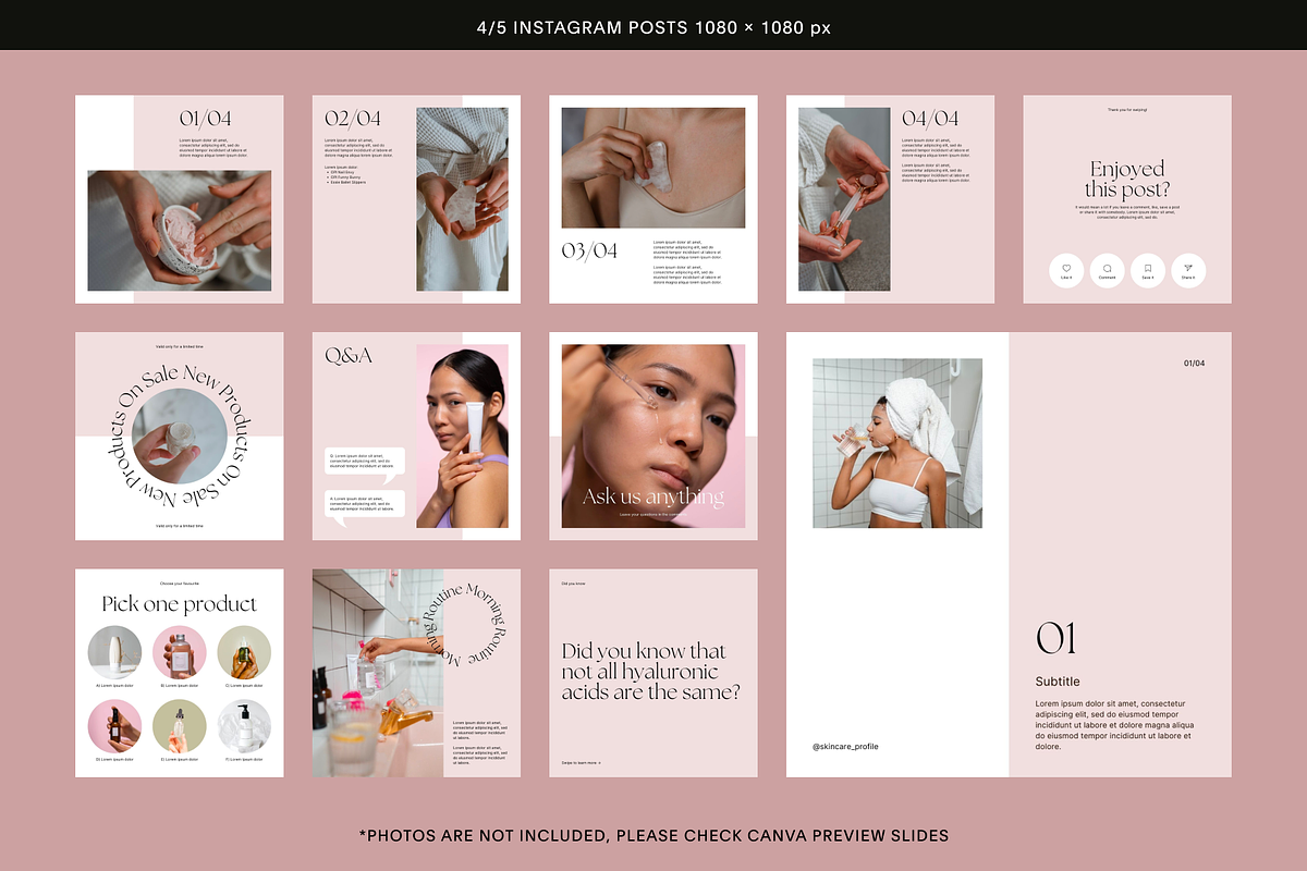 50 Pink Skincare Instagram posts, a Social Media Template by Studio K (Photo 5 of 9)