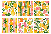 Mixed Fruits Summer Digital Papers, an Illustration by SinaCreation (Thumbnail 3 of 5)