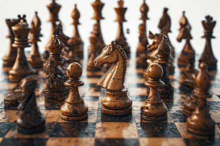 chess battle on chessboard, a Photo by ComfortQ