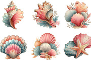 Watercolor Summer Seashell Clipart, an Illustration by Designking (Thumbnail 4 of 5)