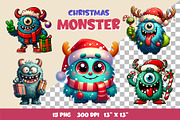 Christmas Monsters. Tshirt, PNG., an Animal Illustration by KENO Mascots (Thumbnail 2 of 8)